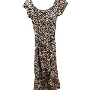 Velvet Torch Ruffle animal Maxi Dress Size: Large NWT